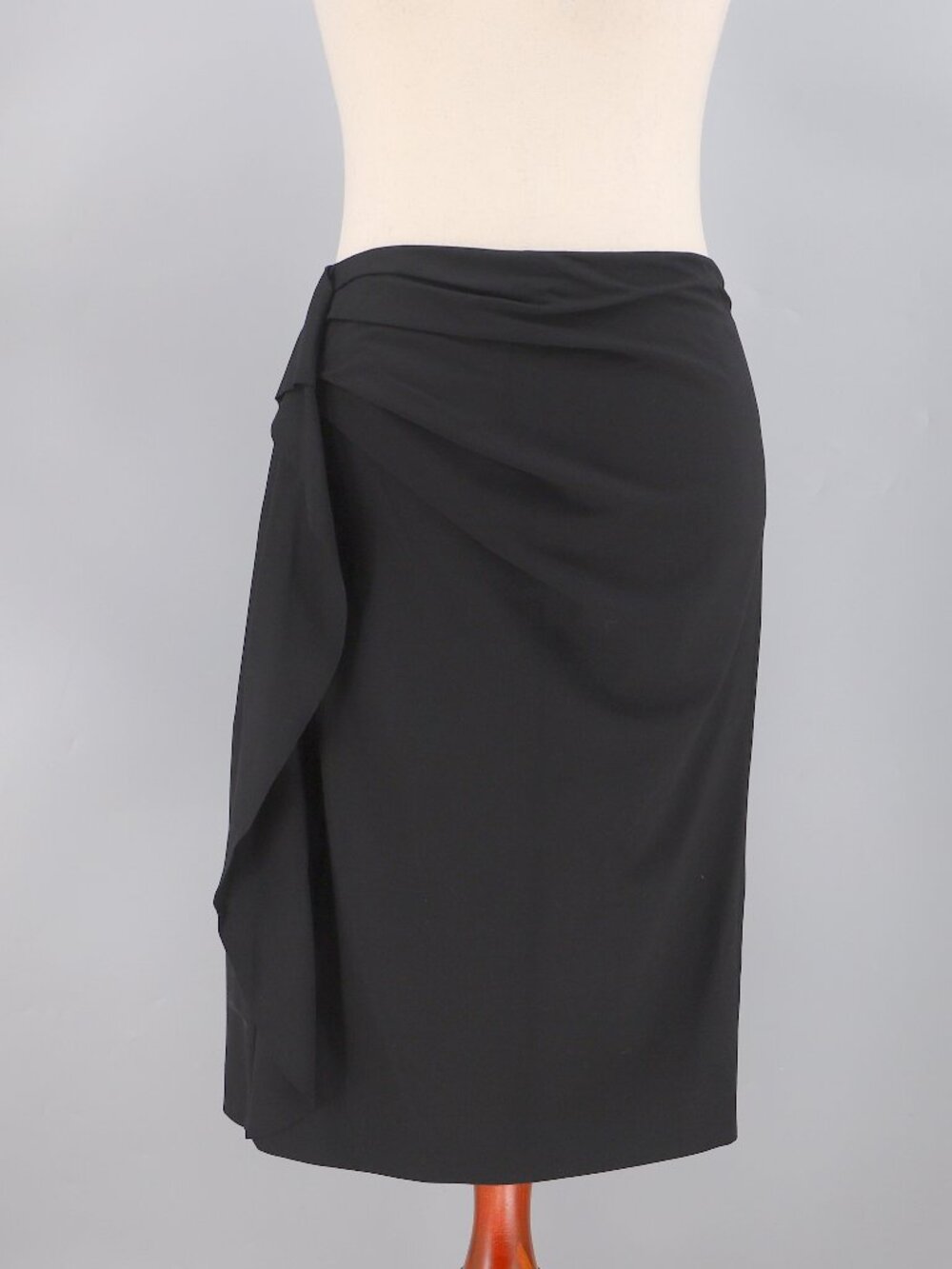 NWT ESCADA Ranai Black Draped Ruffle Pencil Skirt Size 46